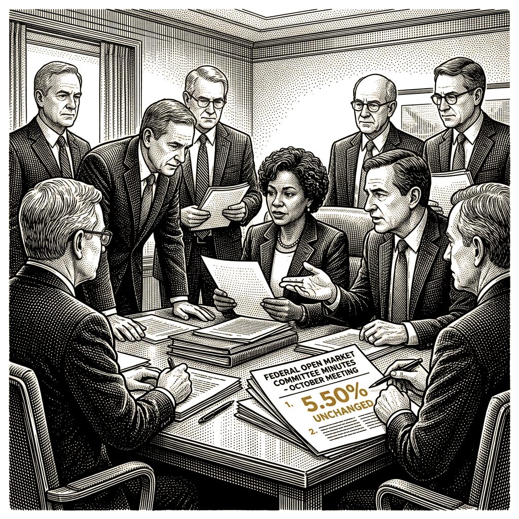 Illustration accompanying article: Federal Reserve likely to hold rates as inflation stays above target