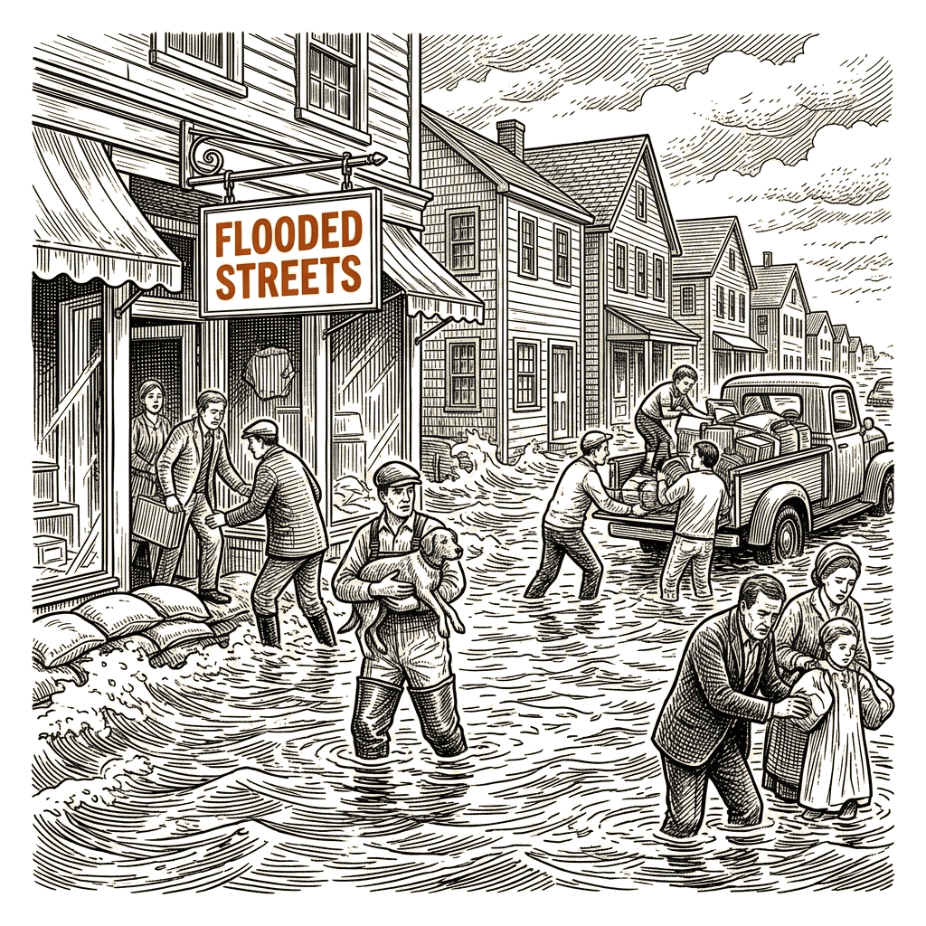 Illustration accompanying article: King tides flood coastal communities in California, Florida and the Carolinas