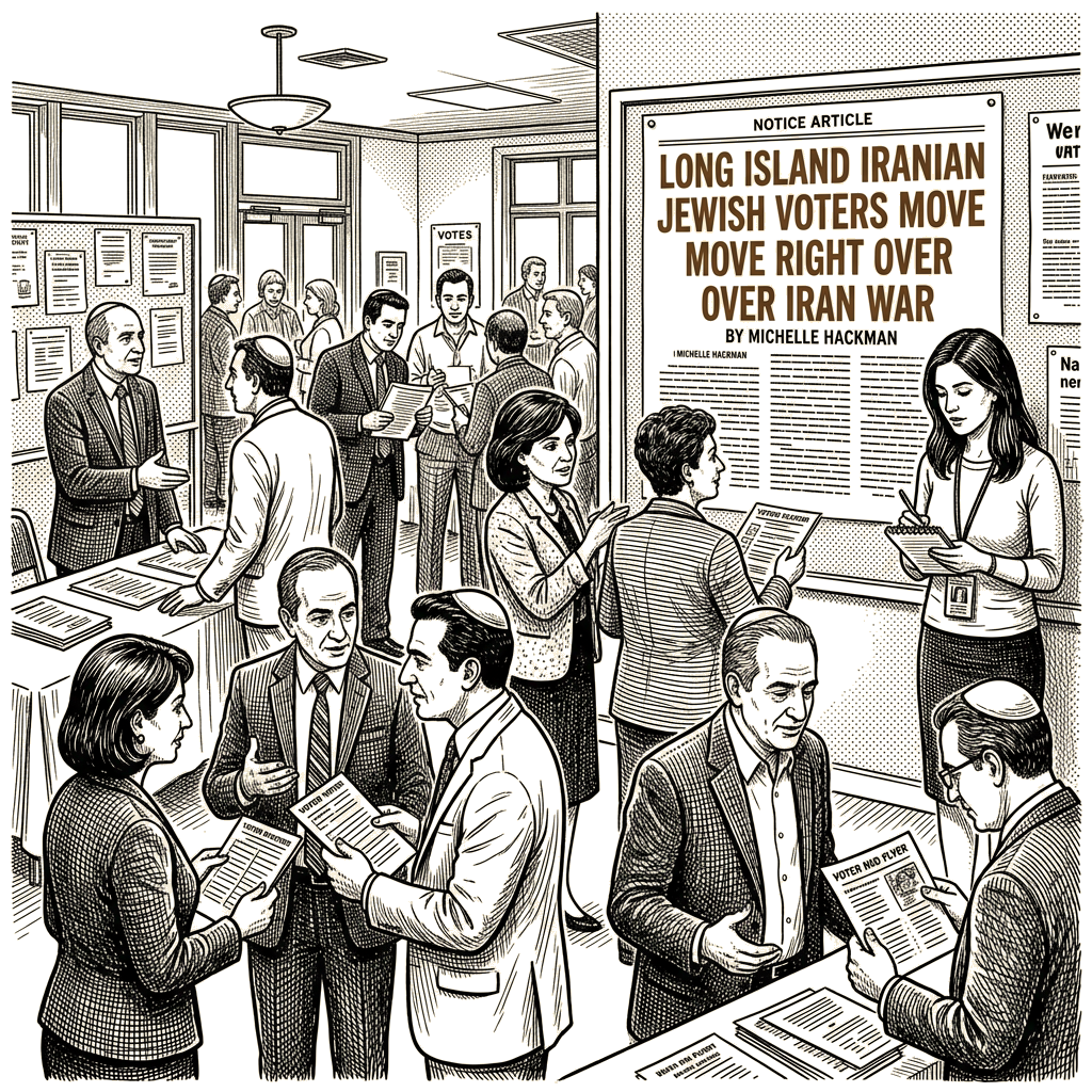 Illustration accompanying article: Long Island Iranian Jewish voters move right over Iran war