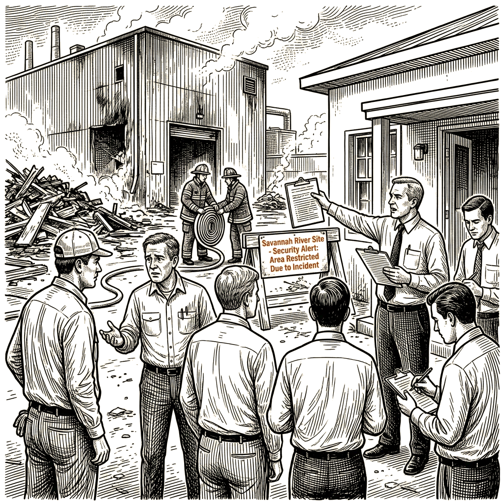 Illustration accompanying article: Nuclear watchdogs demand accounting after Savannah River lab fire