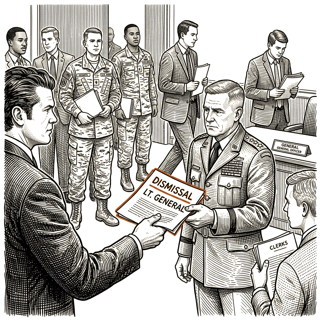 Illustration accompanying article: Hegseth dismisses Army general who oversaw Pentagon planning