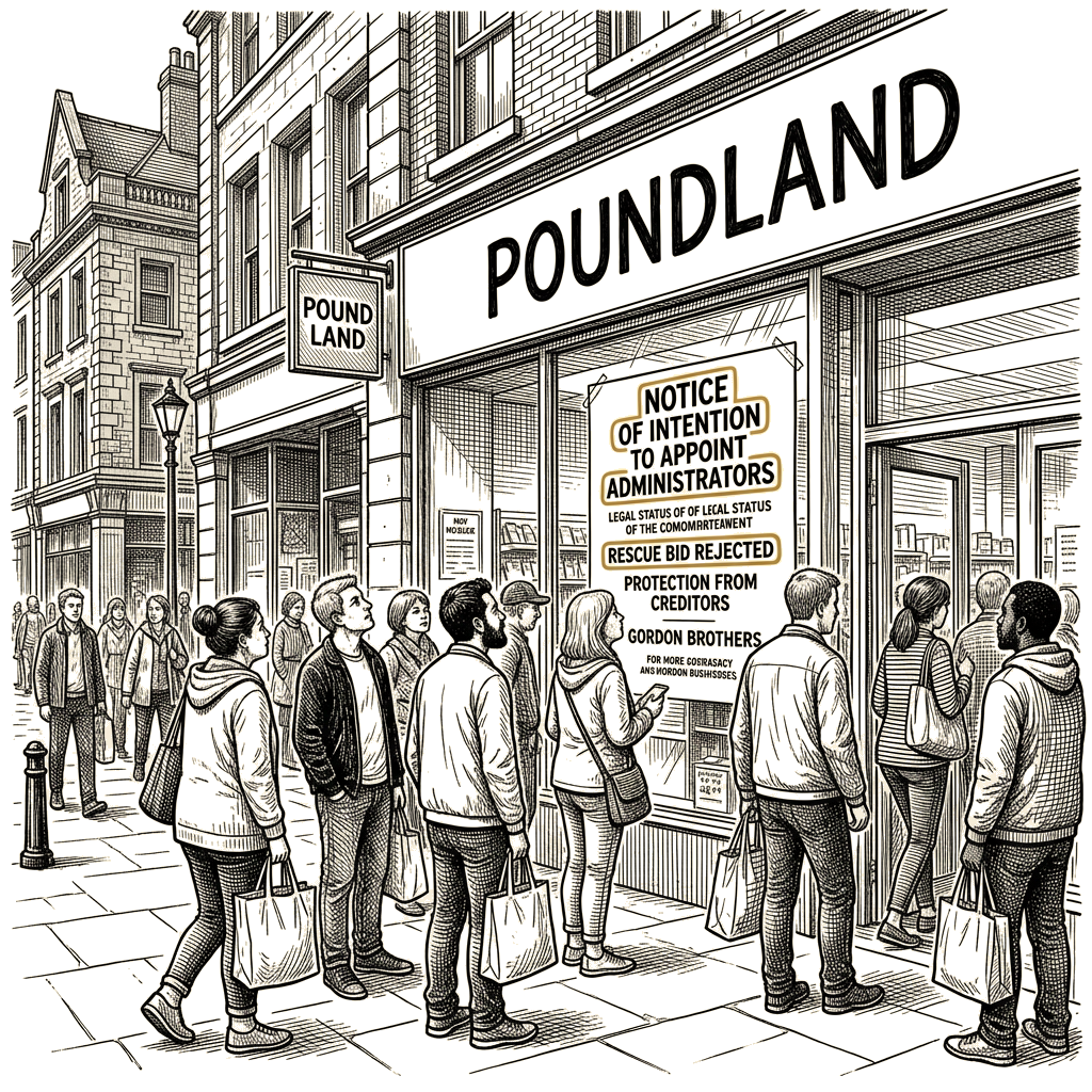 Illustration accompanying article: Poundland files notice to appoint administrators as owner rejects rescue bid