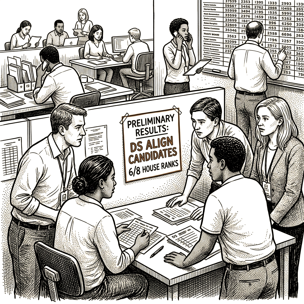 Illustration accompanying article: Democratic socialists poised to expand House ranks after midterm elections
