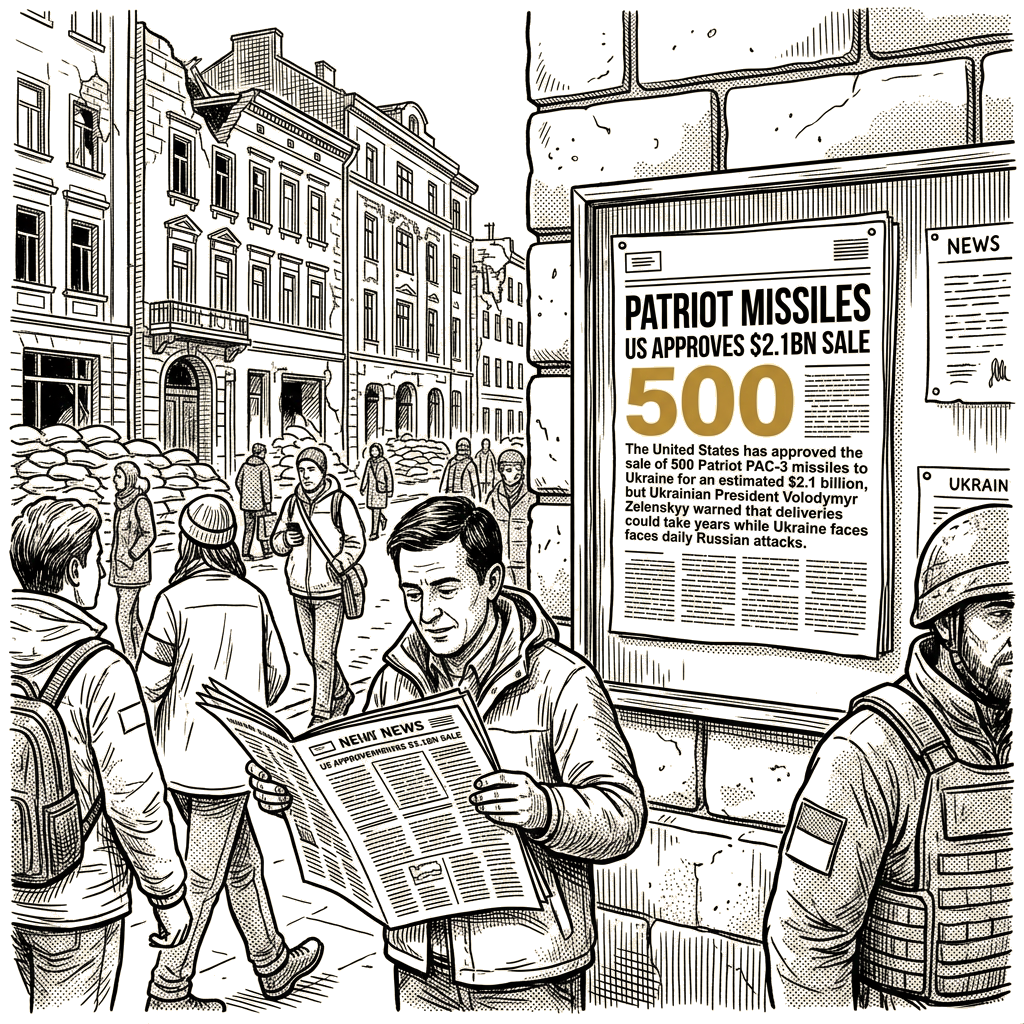 Illustration accompanying article: US approves $2.1bn sale of 500 Patriot missiles to Ukraine