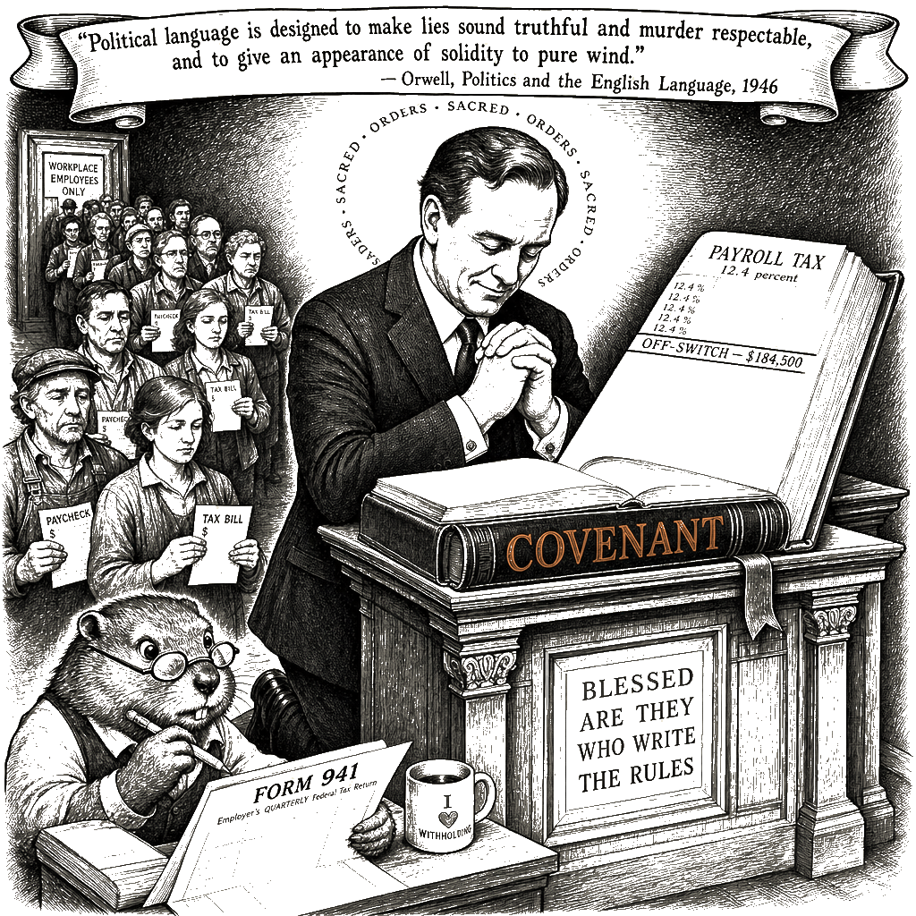 Editorial cartoon by Hector Rentier: A Subsidy for the Wealthy, Called a Covenant