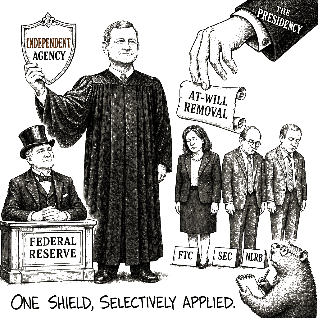 Editorial cartoon by Hector Rentier: A Supreme Court Surrender to Corporate Capture