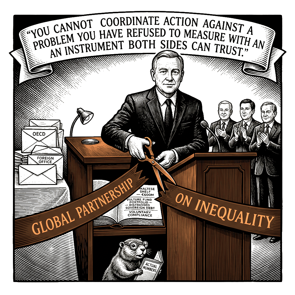 Editorial cartoon by Hector Rentier: An IPCC for Inequality Is a Weapon, Not a Report