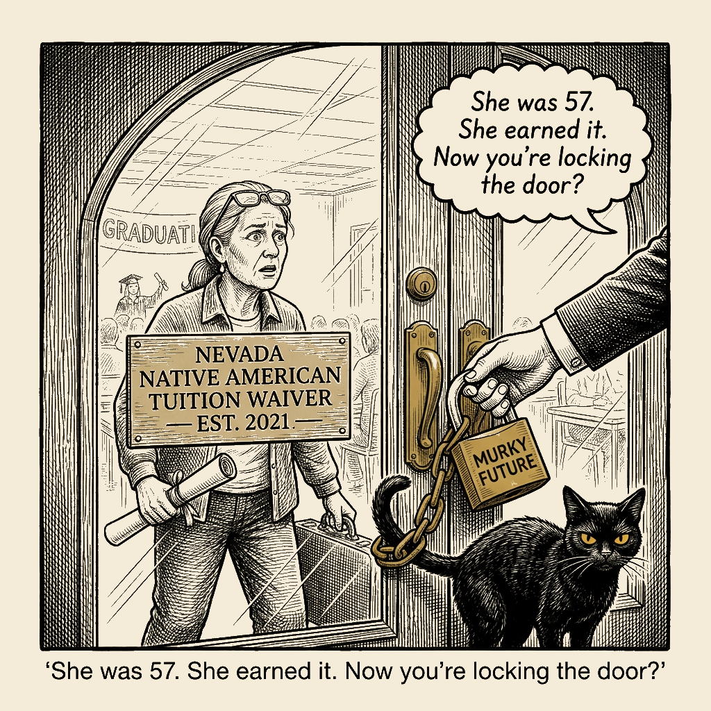 Editorial cartoon by Barb McGowan: It Worked. Nevada Is Reaching for the Deadbolt.