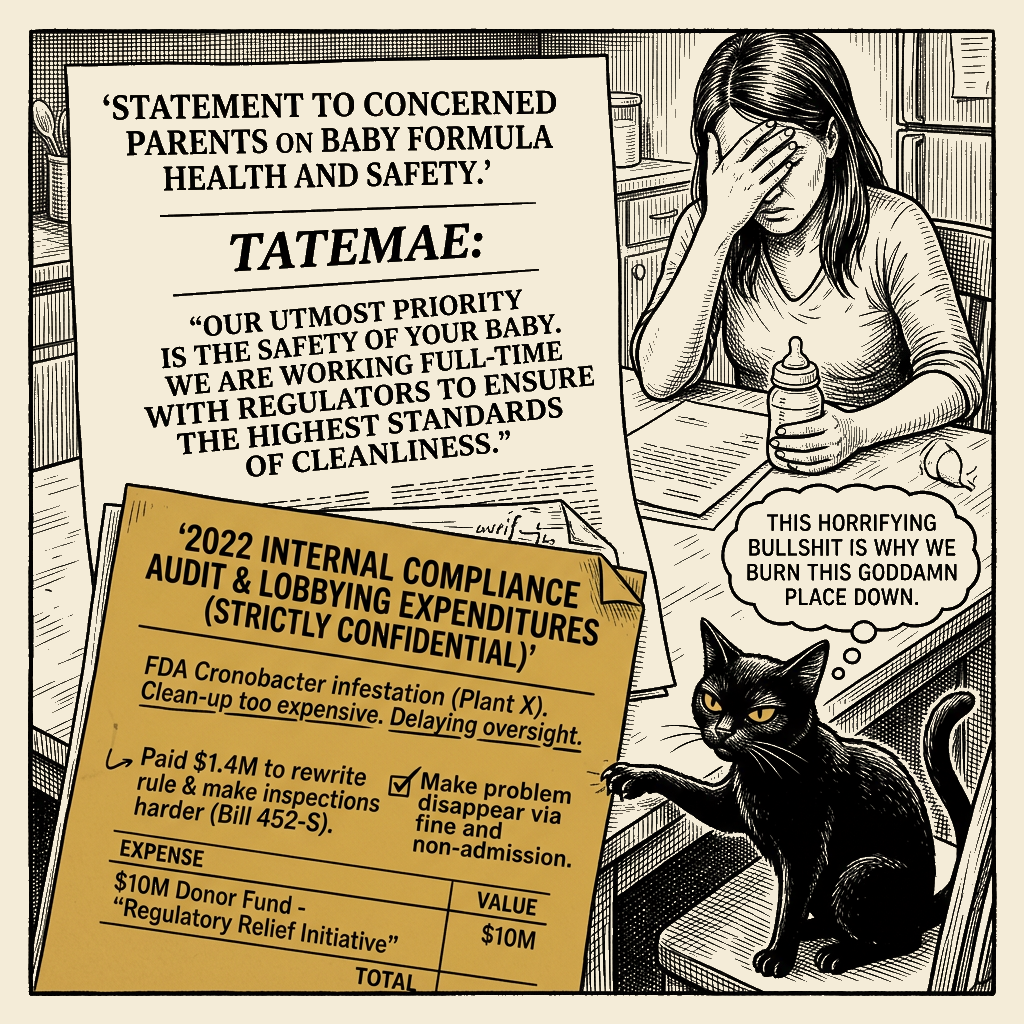 Editorial cartoon by Barb McGowan: The Donor Got the Fucking Law