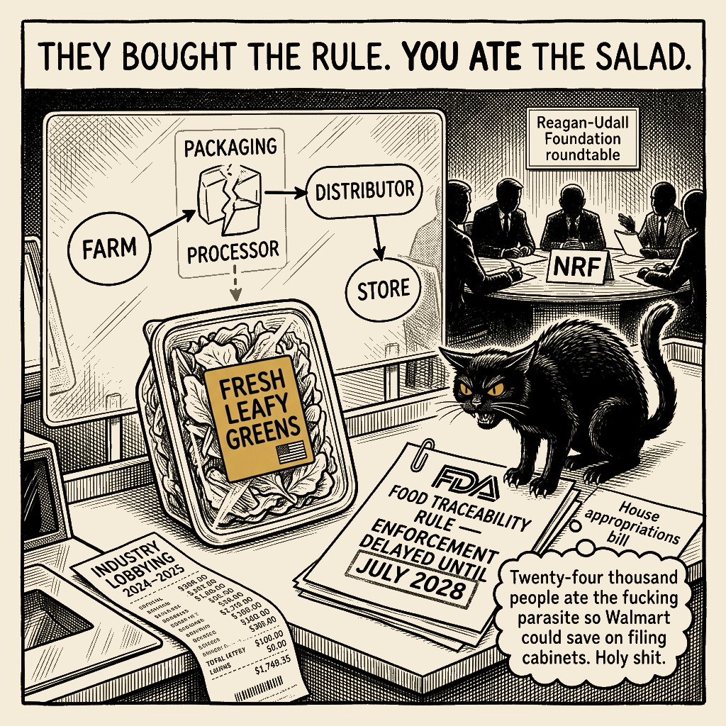 Editorial cartoon by Barb McGowan: They Bought the Rule. You Ate the Salad.