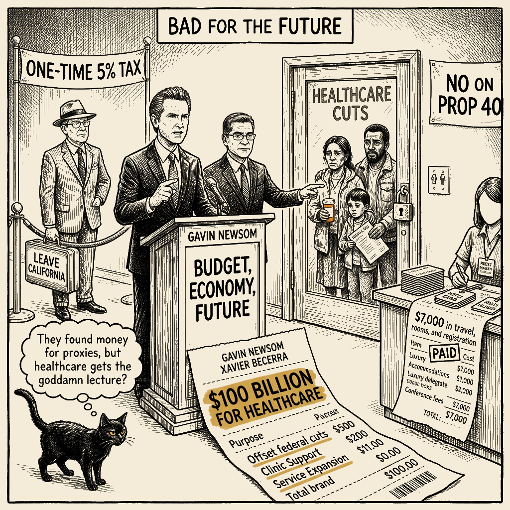Editorial cartoon by Barb McGowan: They Found Money for Lobbying, Just Not for Healthcare