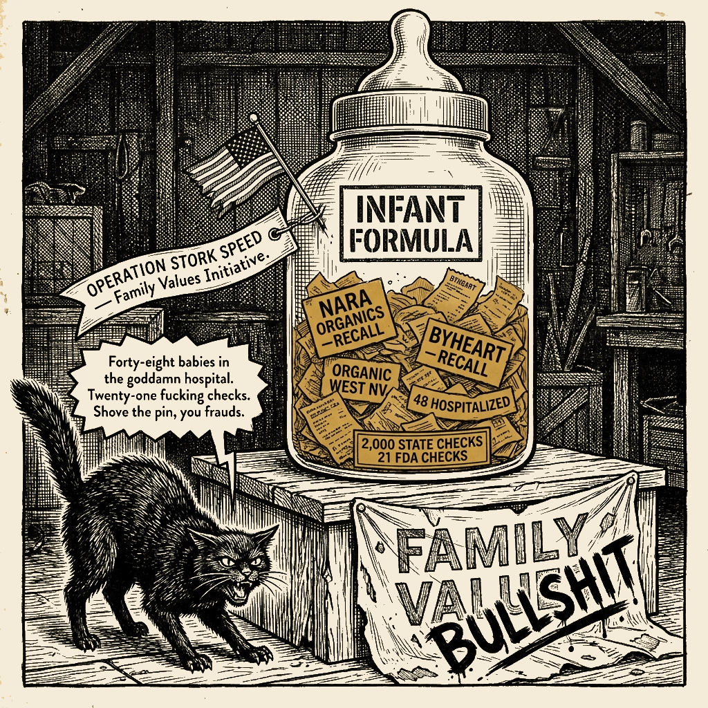 Editorial cartoon by Barb McGowan: They Named It After a Flag and Starved the FDA Anyway