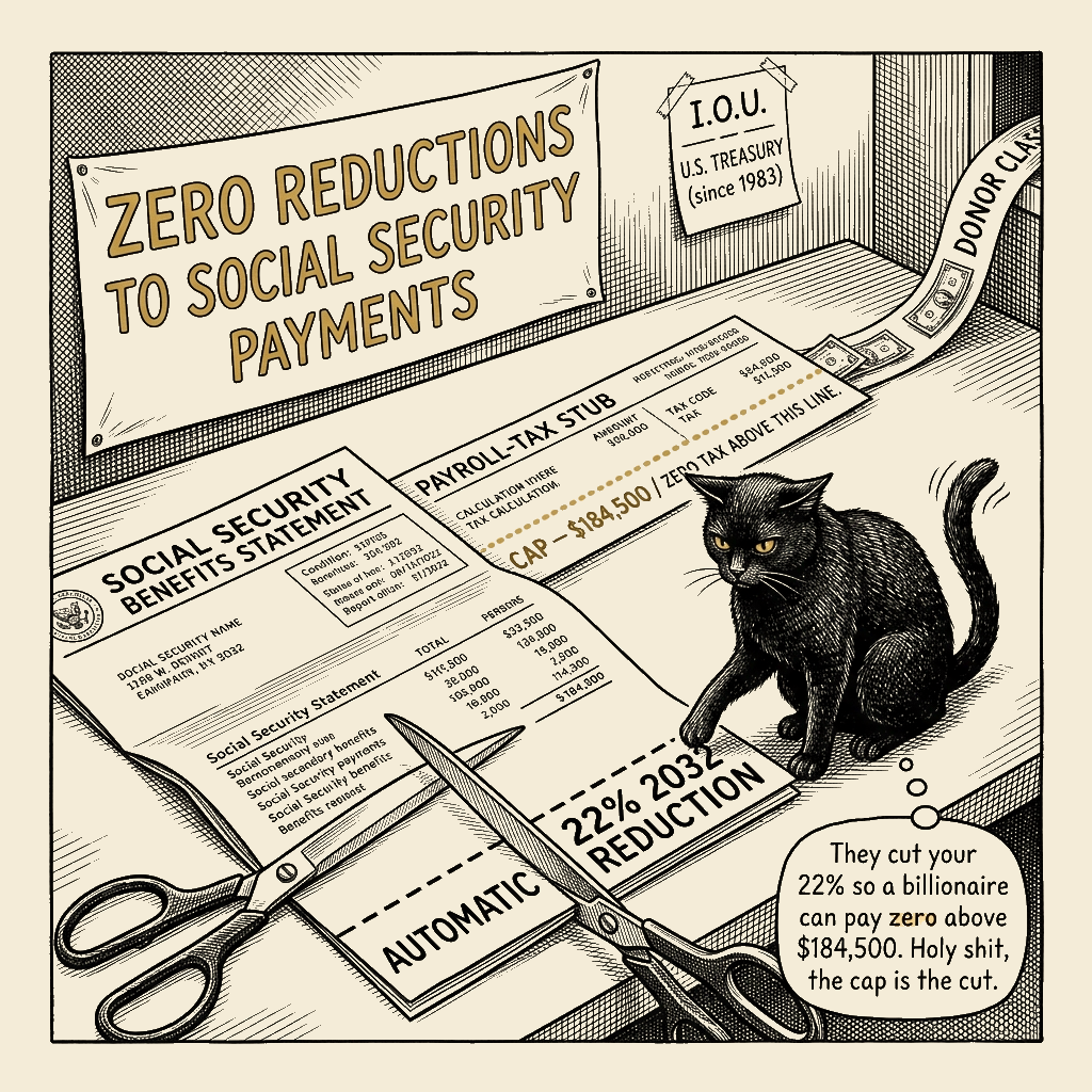 Editorial cartoon by Barb McGowan: They Robbed the Fund. Now They Want a Committee.