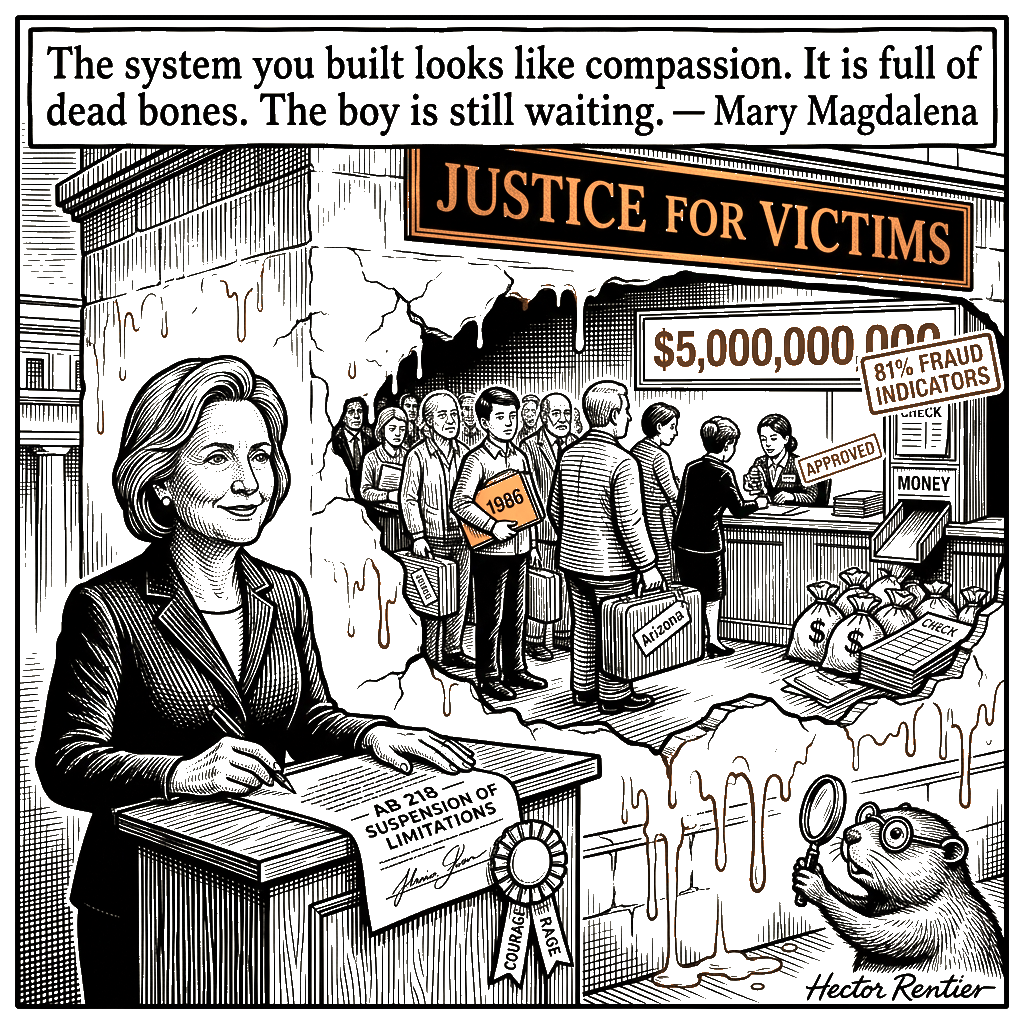 Editorial cartoon by Hector Rentier: California's $5 Billion Compassion Catastrophe