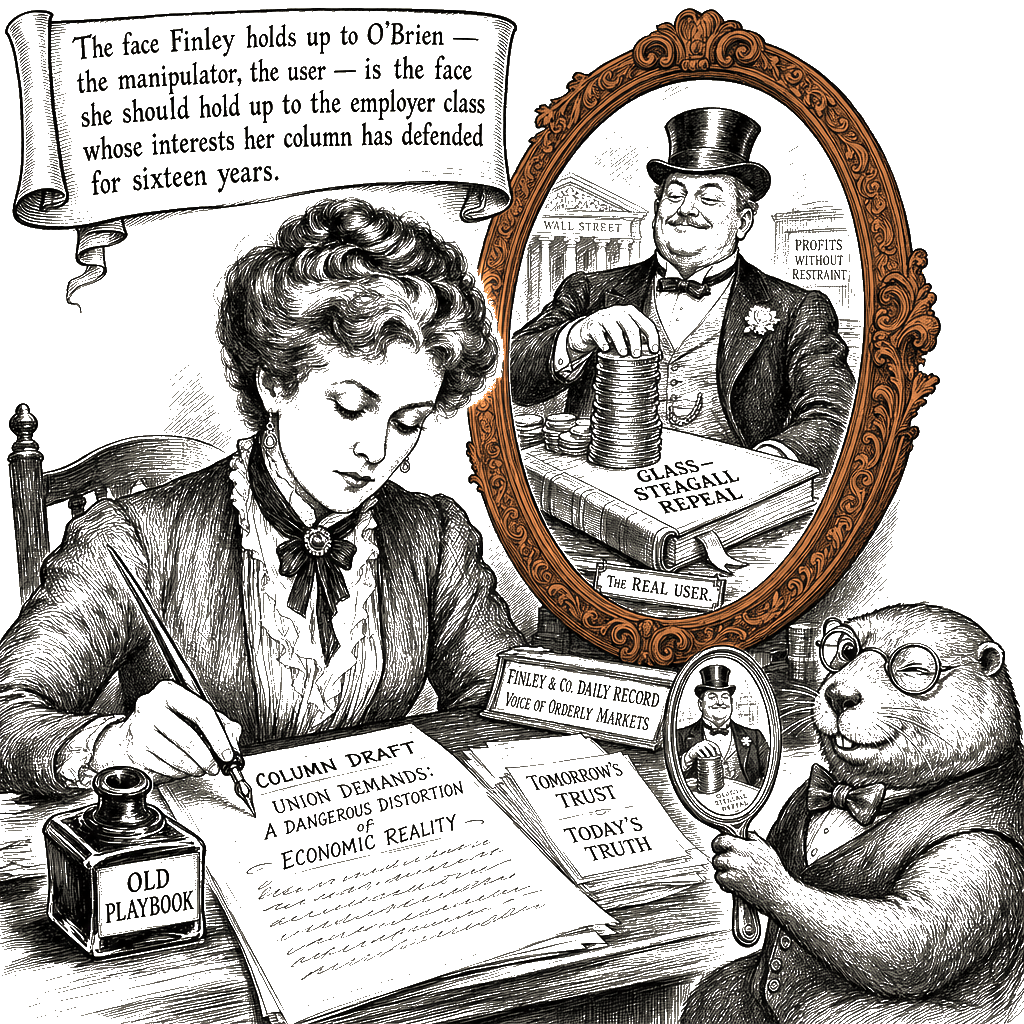 Editorial cartoon by Hector Rentier: Finley’s Teamsters Hit Job Invents a Mutiny to Sabotage the GOP’s Pro-Worker Realignment