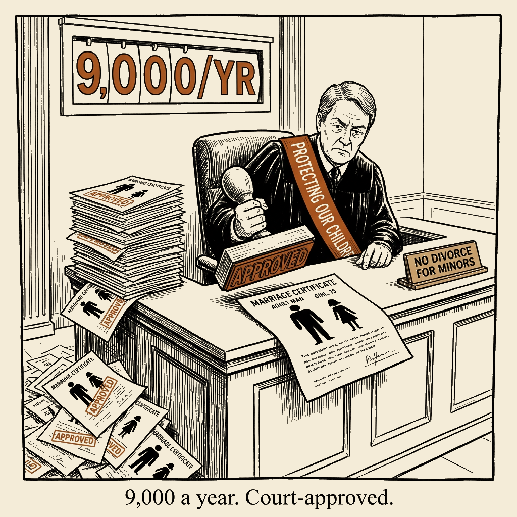Unsigned MSI house political cartoon: 9,000 a year, court-approved.