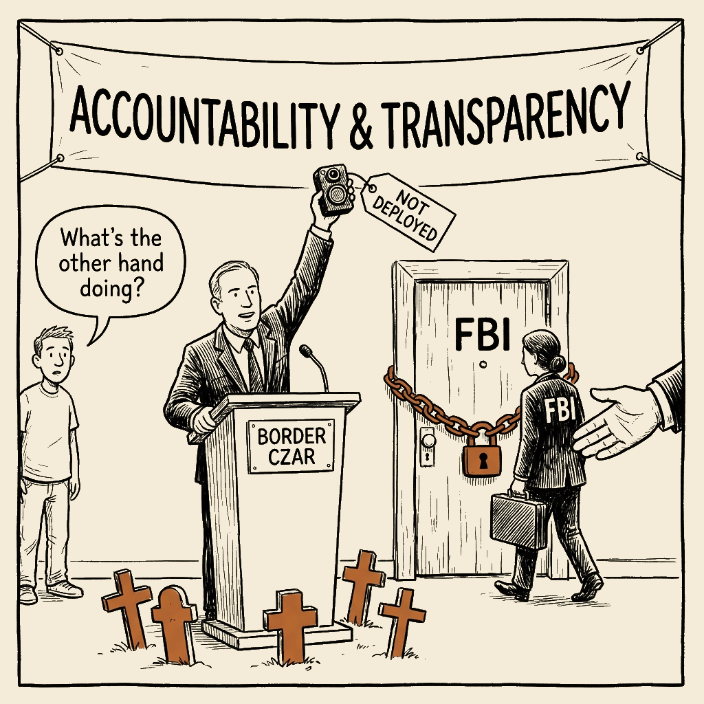 Unsigned MSI house political cartoon: Accountability, Still in Training