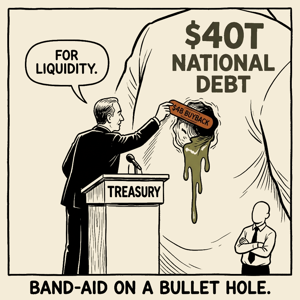 Unsigned MSI house political cartoon: Band-Aid on a Bullet Hole