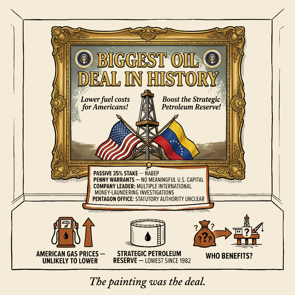 Unsigned MSI house political cartoon: Biggest Banner, Penny-Warrant Delivery