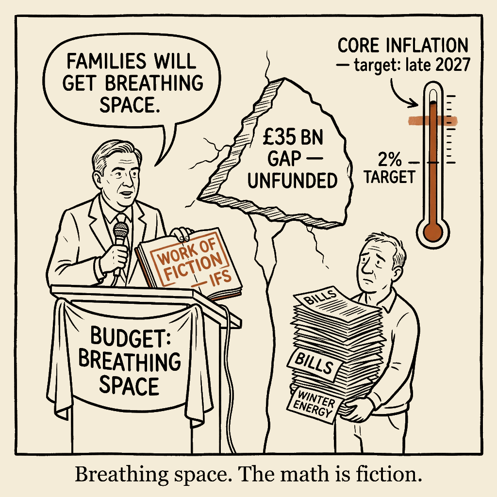 Unsigned MSI house political cartoon: Breathing space, fiction math