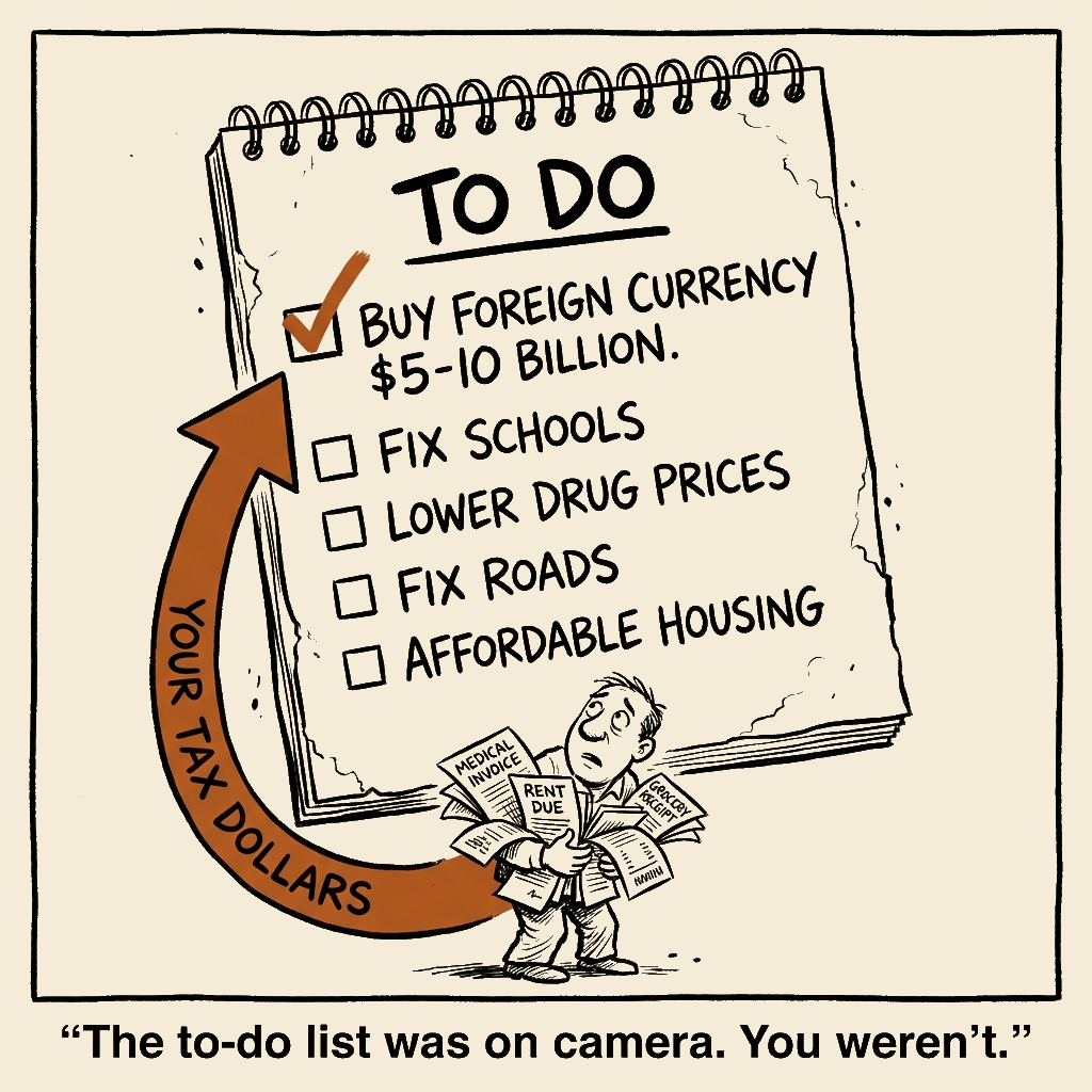 Unsigned MSI house political cartoon: Checked Off. Not for You.