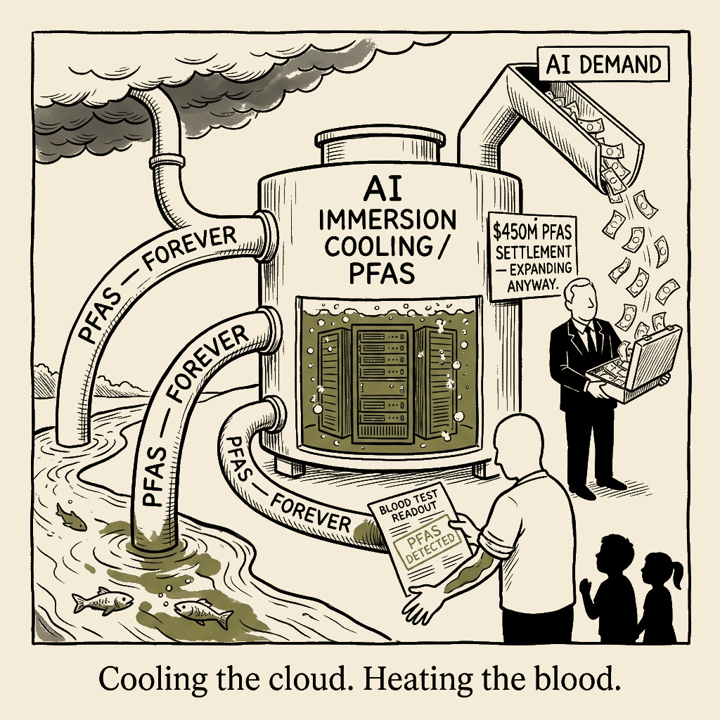 Unsigned MSI house political cartoon: Cooling the cloud. Contaminating the blood.