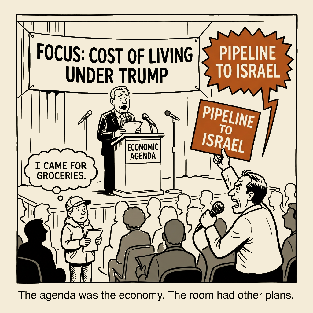 Unsigned MSI house political cartoon: Cost of Living, Off Agenda