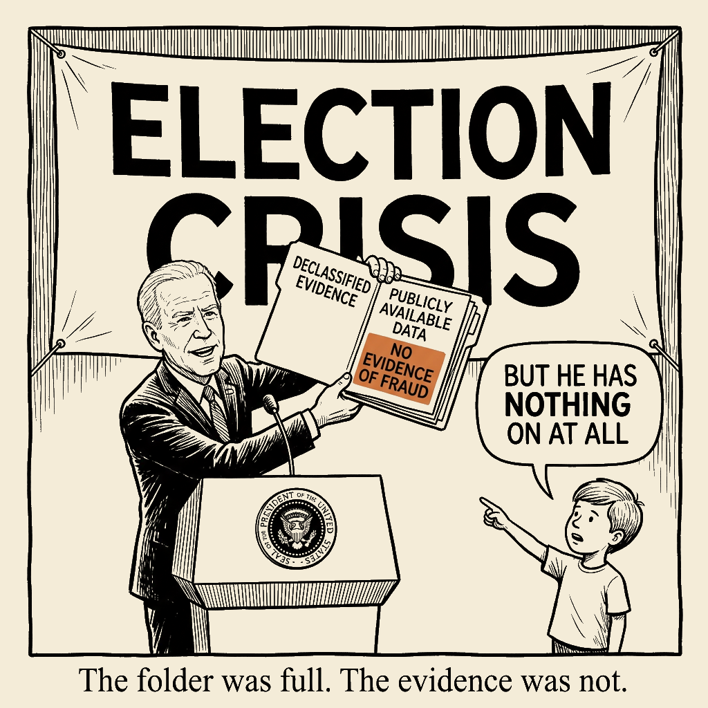 Unsigned MSI house political cartoon: Declassified and Empty