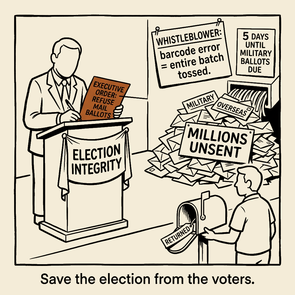 Unsigned MSI house political cartoon: Election Integrity