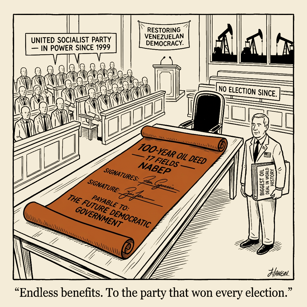 Unsigned MSI house political cartoon: Endless benefits — to the party that won every election