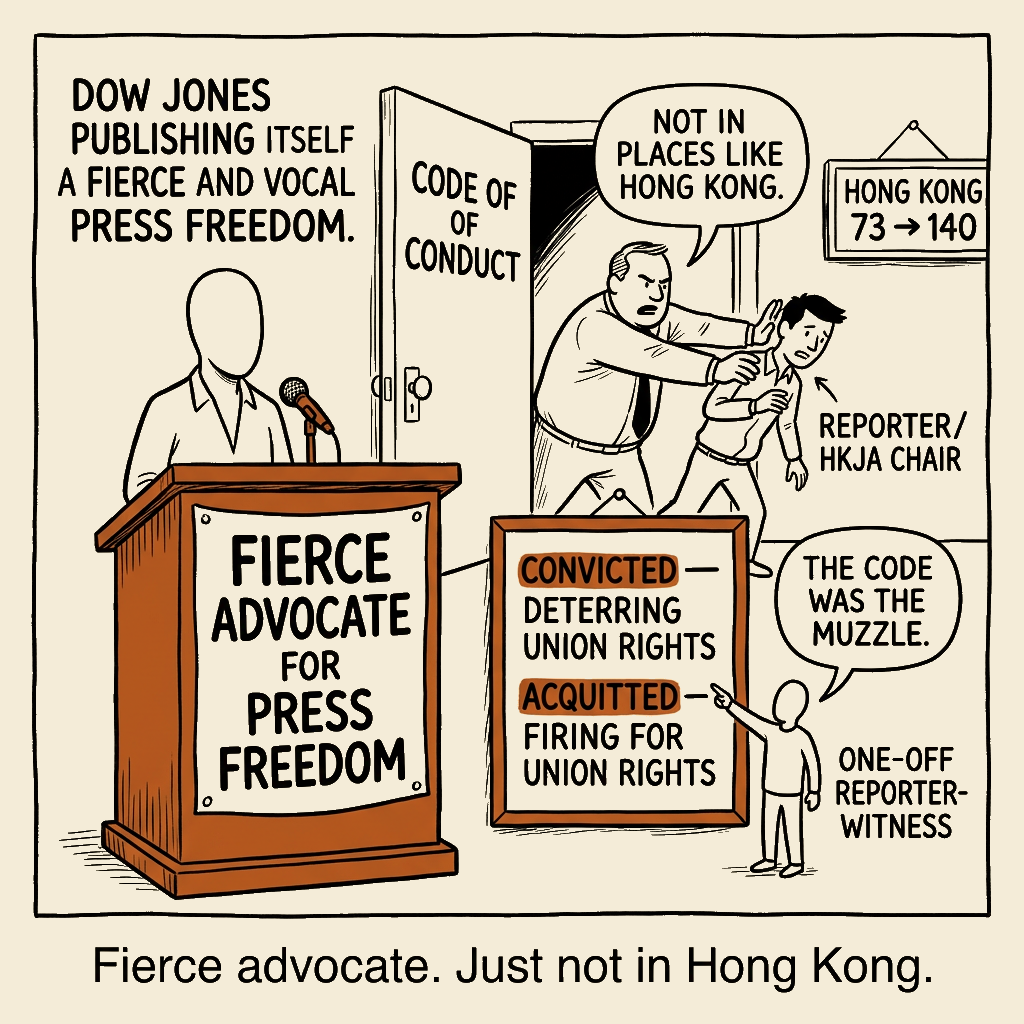 Unsigned MSI house political cartoon: Fierce Advocate. Just Not in Hong Kong.