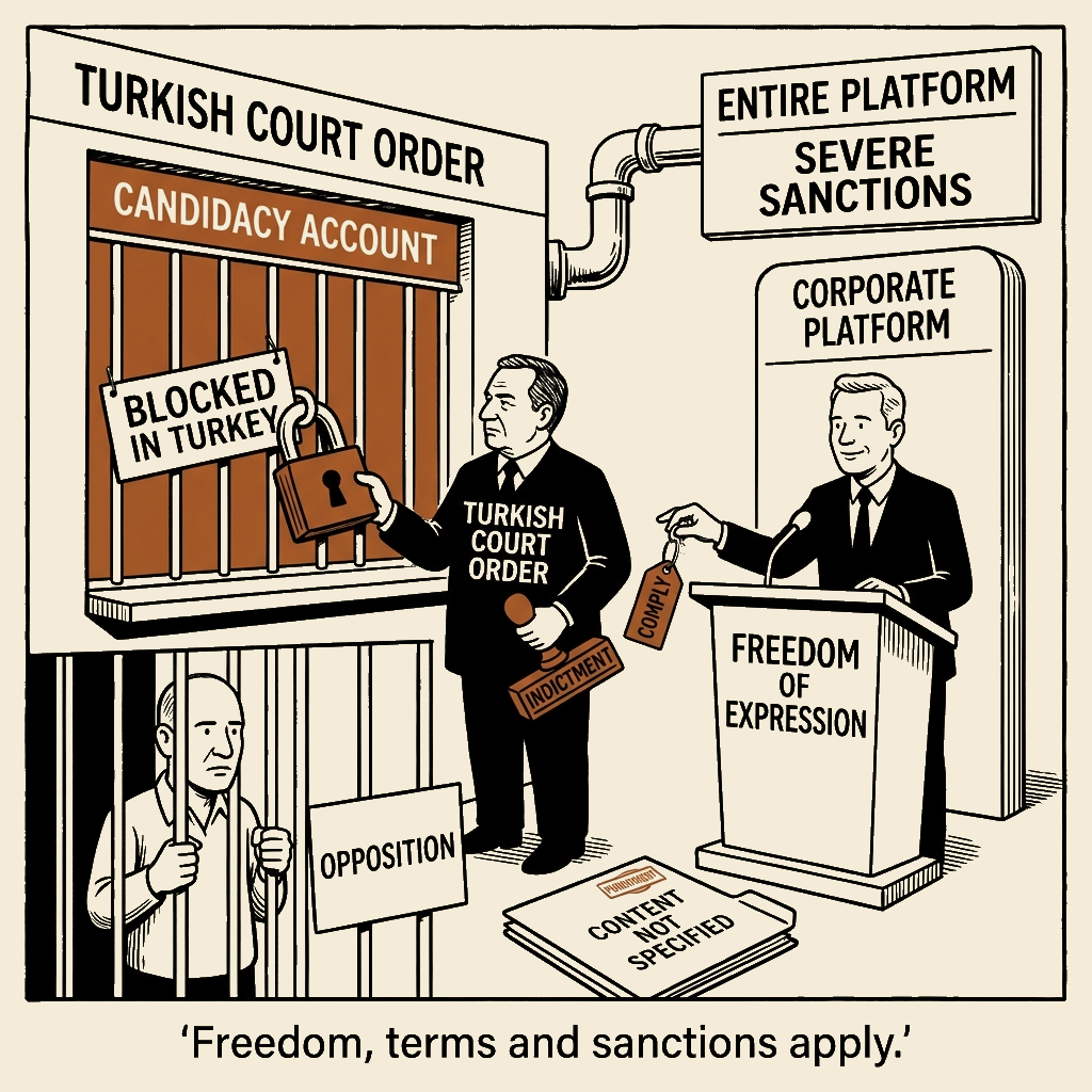 Unsigned MSI house political cartoon: Freedom, Terms and Sanctions Apply
