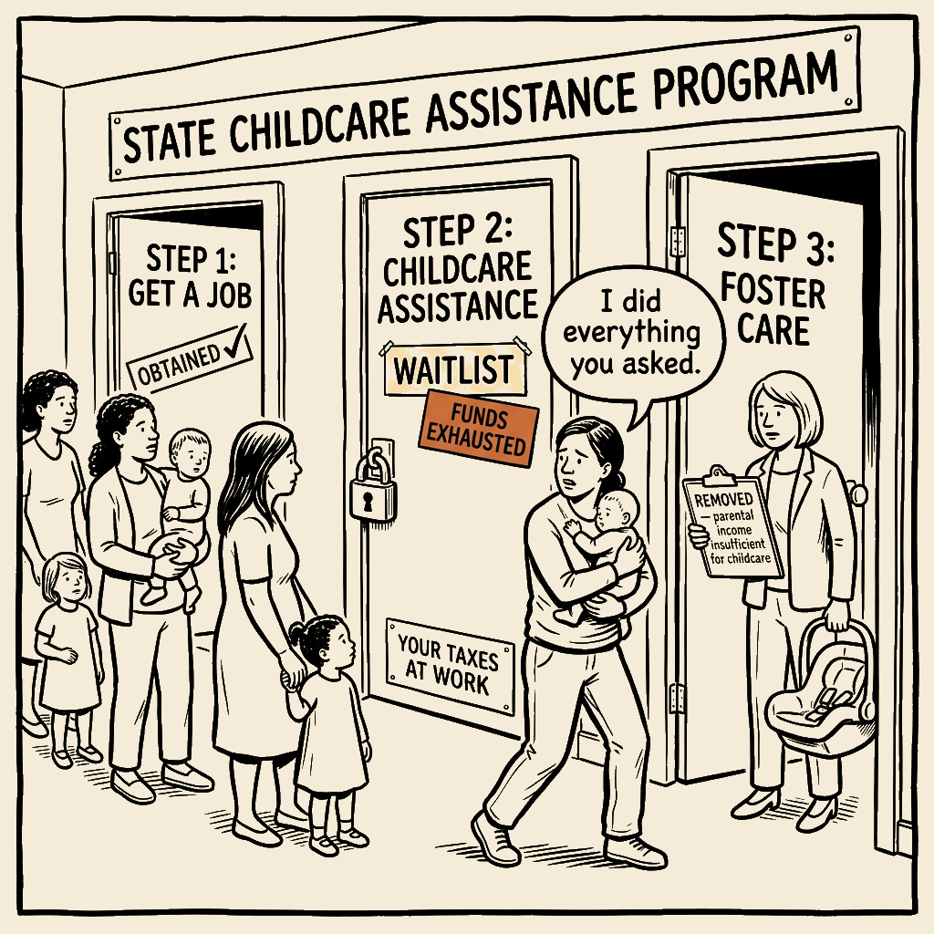 Unsigned MSI house political cartoon: Get a job. Lose the baby.