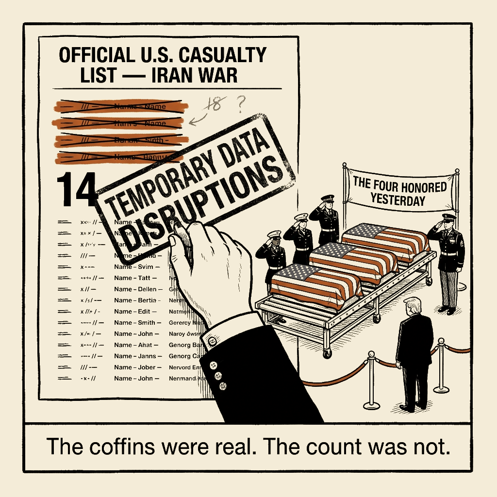 Unsigned MSI house political cartoon: Honored at Dover. Erased by morning.