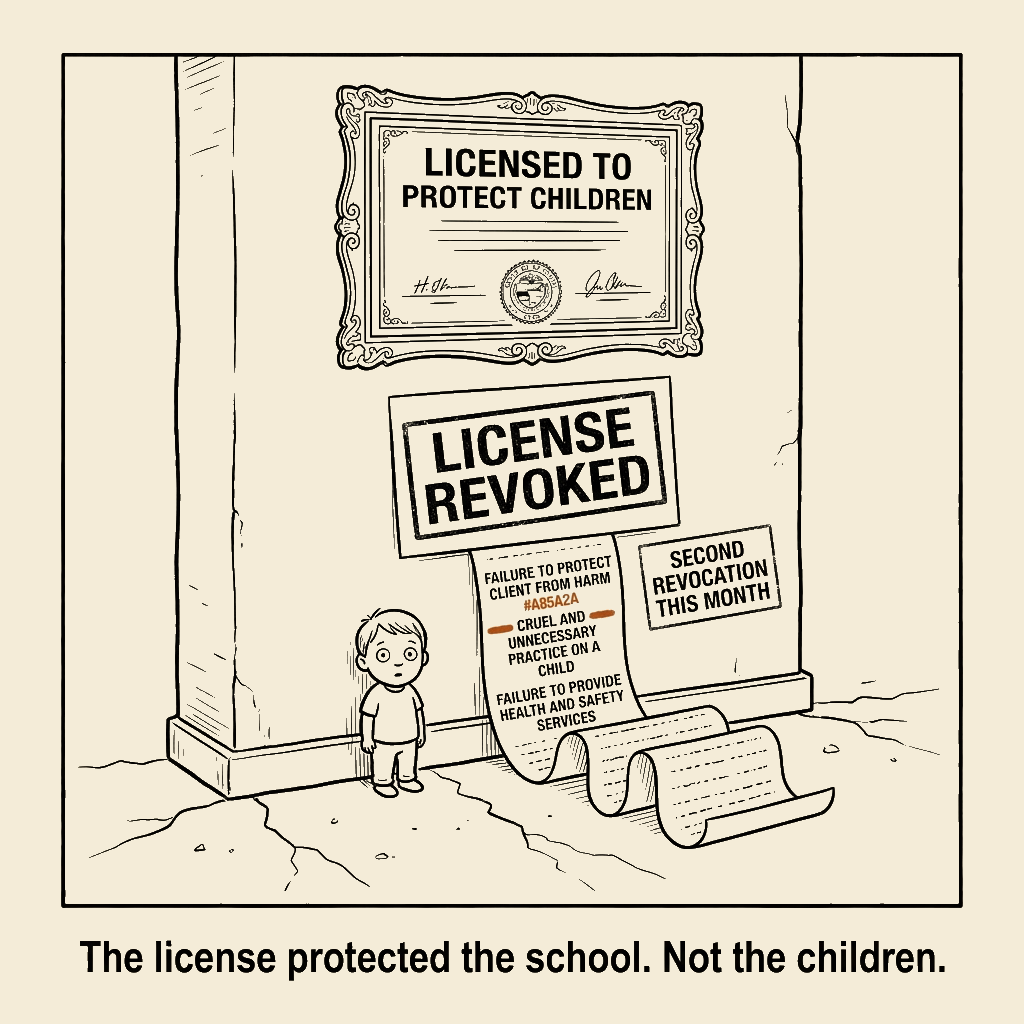 Unsigned MSI house political cartoon: Licensed to Protect