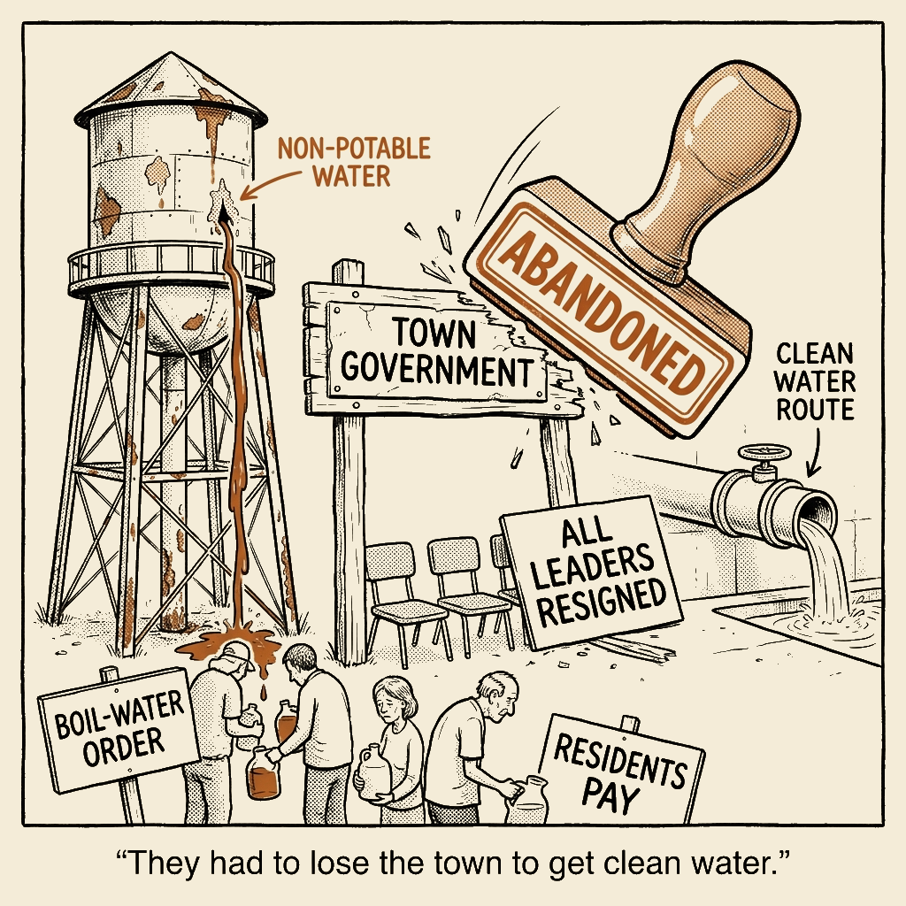 Unsigned MSI house political cartoon: Lose the Town, Get Clean Water