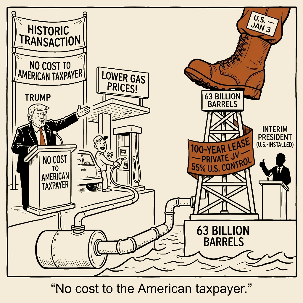 Unsigned MSI house political cartoon: No cost to the American taxpayer