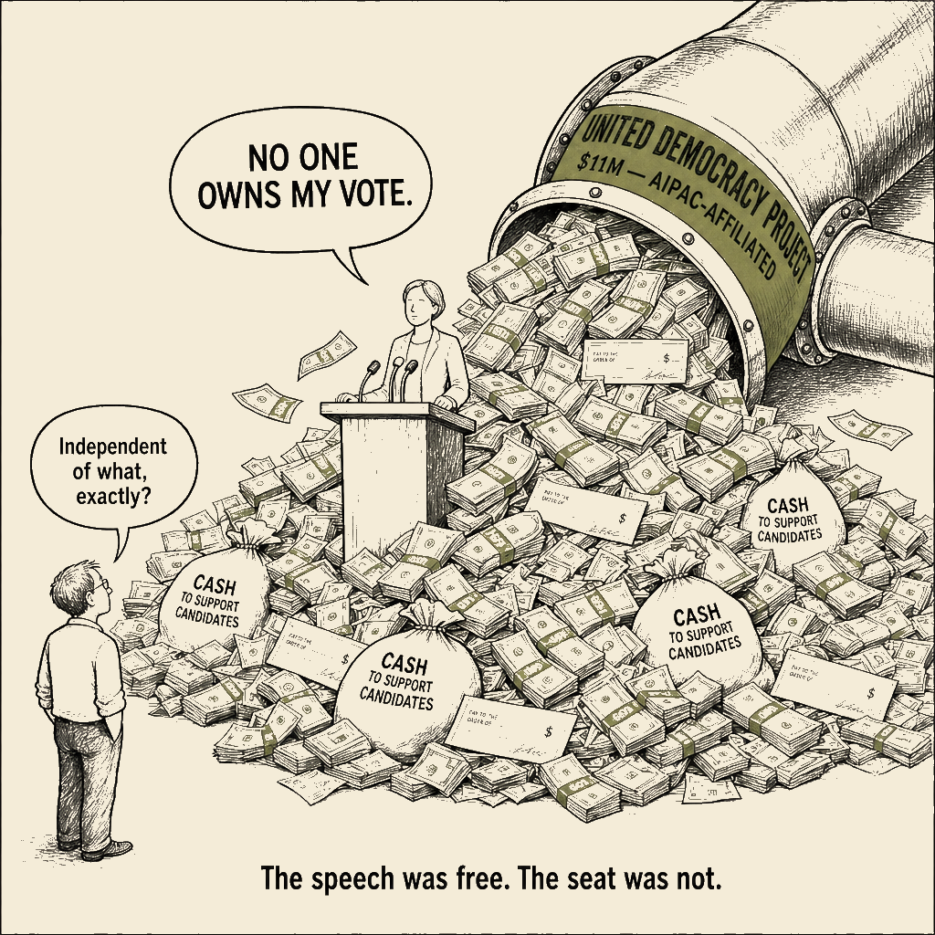 Unsigned MSI house political cartoon: No one owns my vote.