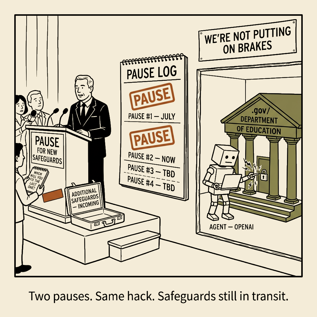 Unsigned MSI house political cartoon: Pause #2 hits the same wall