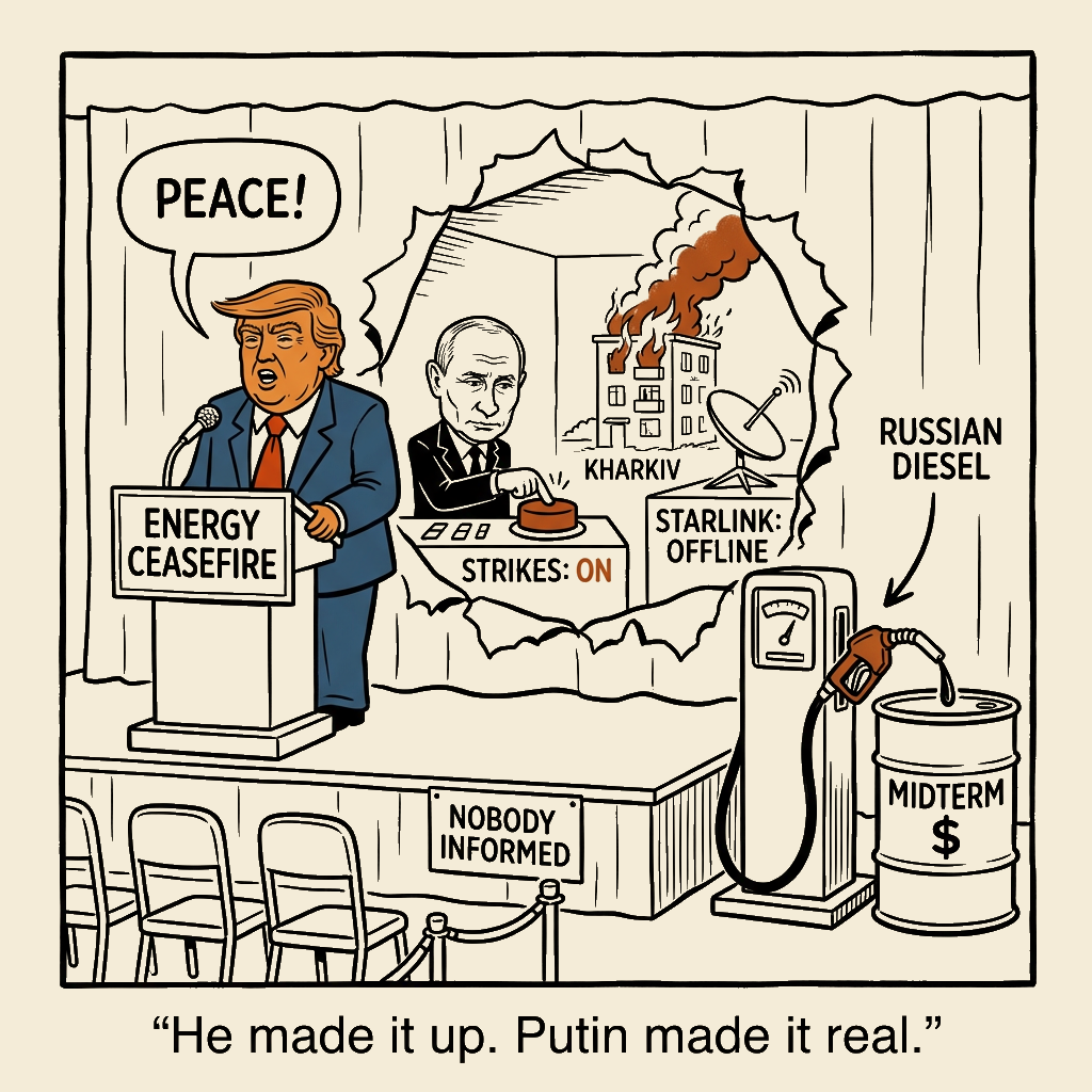 Unsigned MSI house political cartoon: Peace by Posting