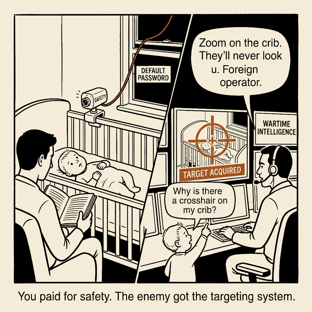 Unsigned MSI house political cartoon: Peace of Mind, Target Lock