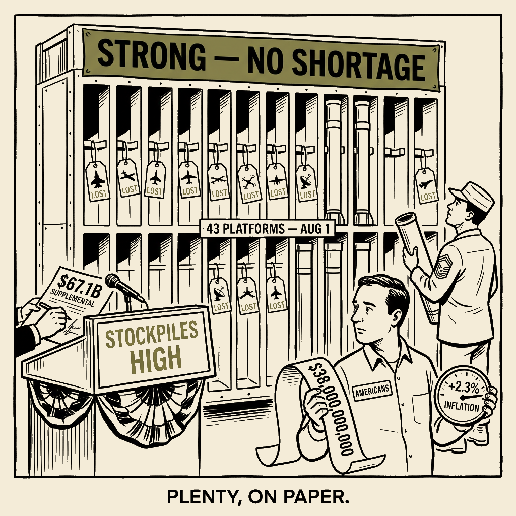 Unsigned MSI house political cartoon: Plenty, on paper.