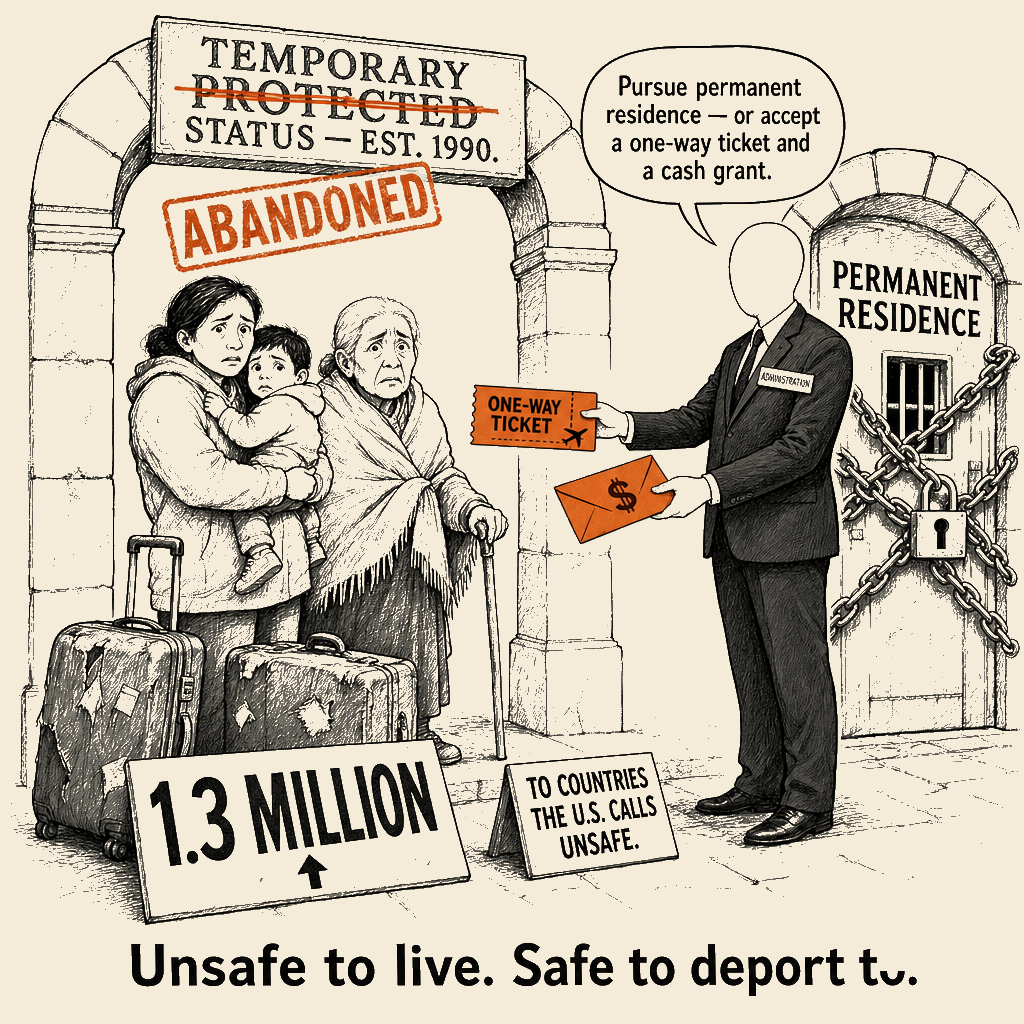Unsigned MSI house political cartoon: PROTECTED, in name only.