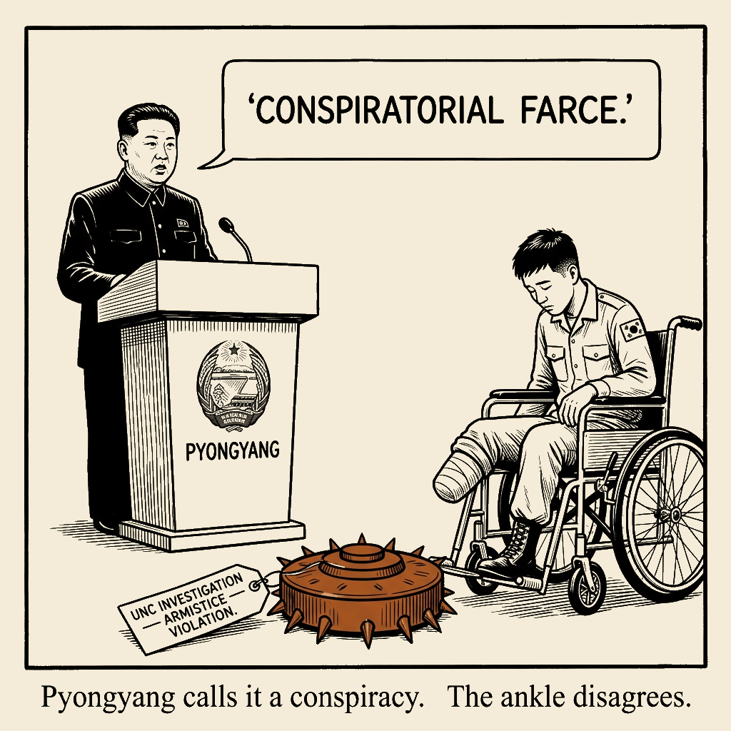 Unsigned MSI house political cartoon: Pyongyang's Conspiratorial Farce