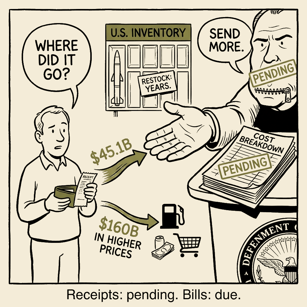 Unsigned MSI house political cartoon: Receipts: Pending