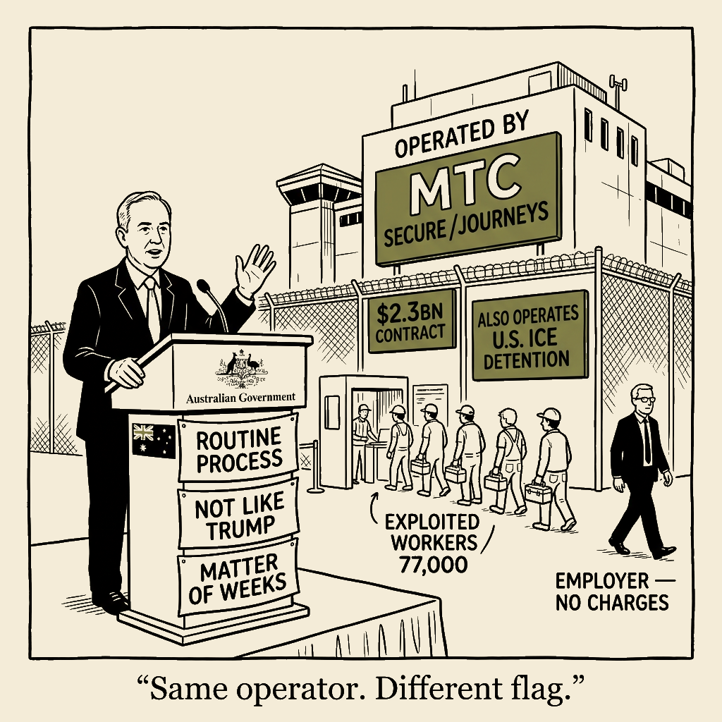 Unsigned MSI house political cartoon: Routine Process