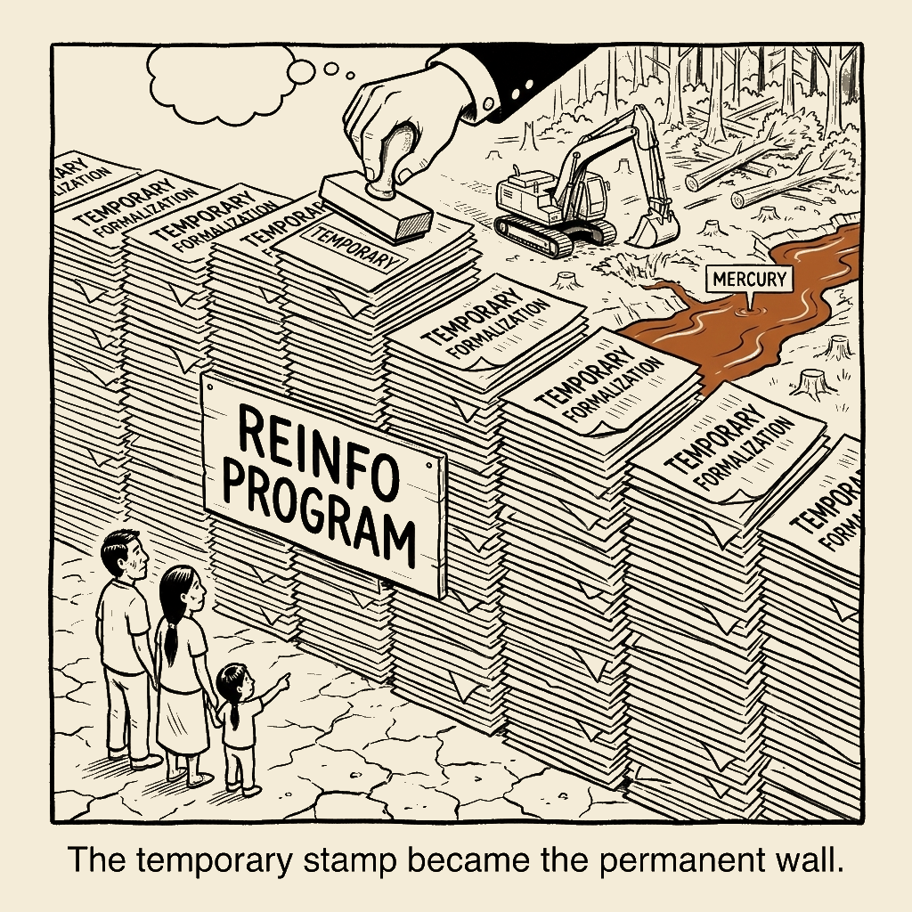 Unsigned MSI house political cartoon: Six Extensions Deep