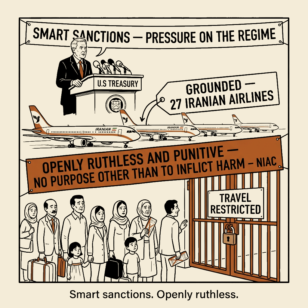 Unsigned MSI house political cartoon: Smart Sanctions, Openly Ruthless