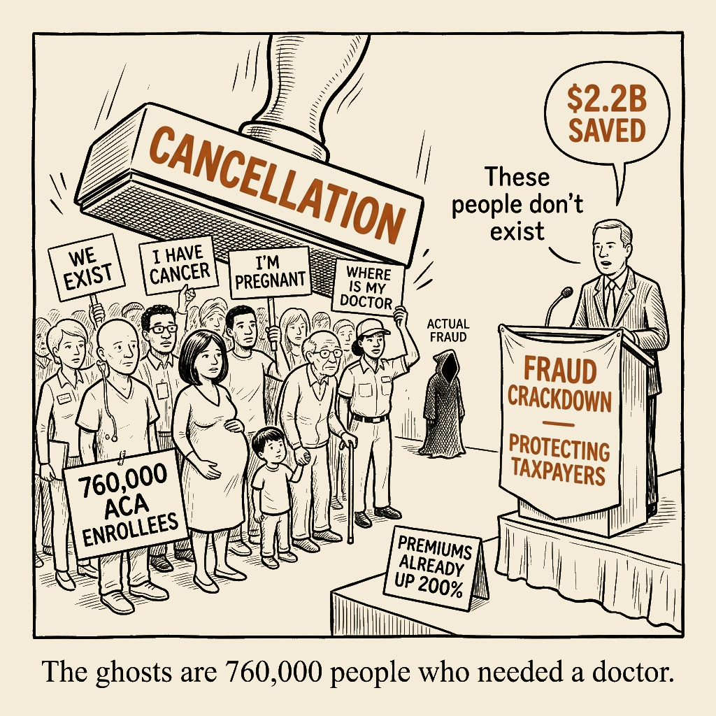Unsigned MSI house political cartoon: The 760,000 ghosts the administration just made real
