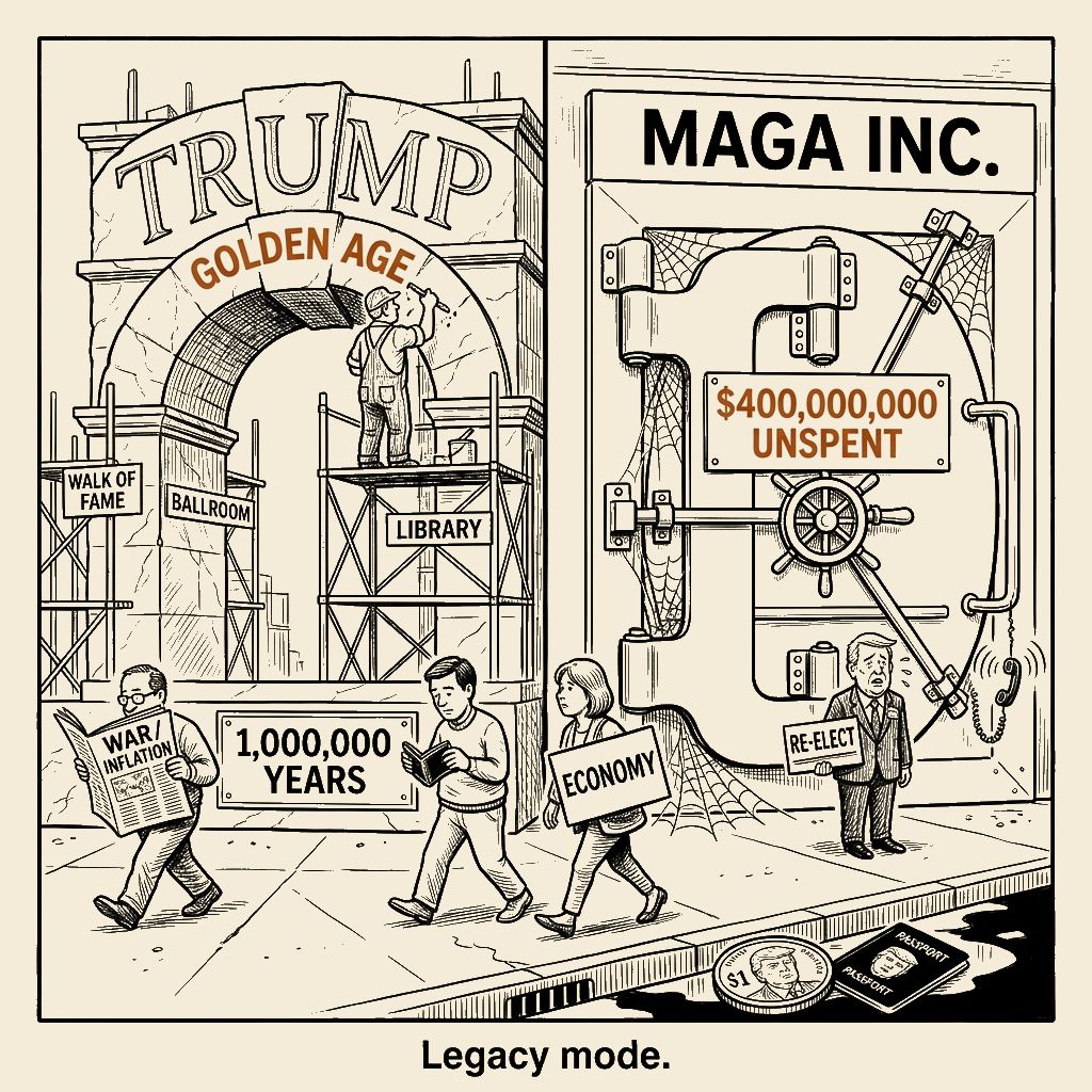 Unsigned MSI house political cartoon: The arch will outlast the party
